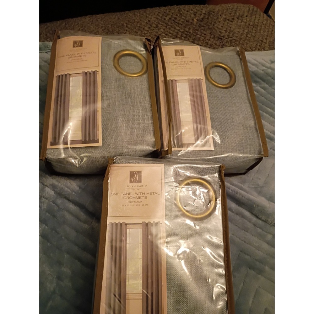 Lot Of Three New Jaclyn Smith 1 Panel With Metal Grommets Hopsack 52x63...